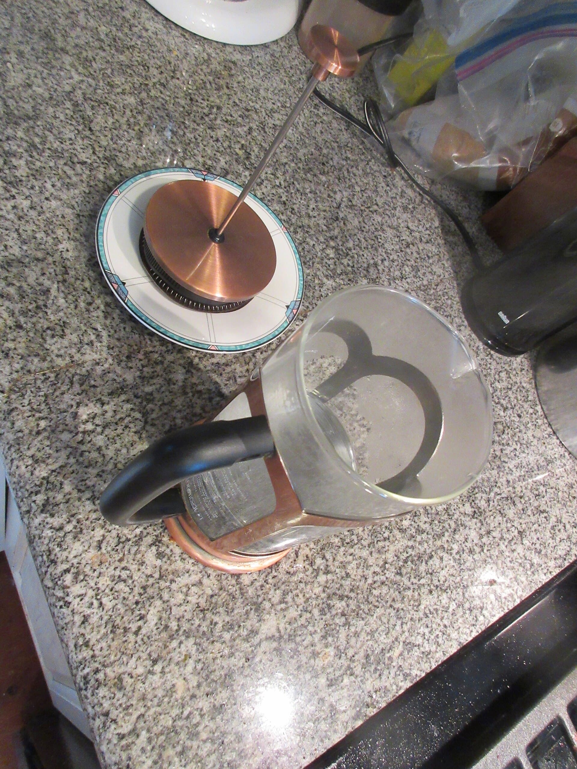 French press, steeping slowly