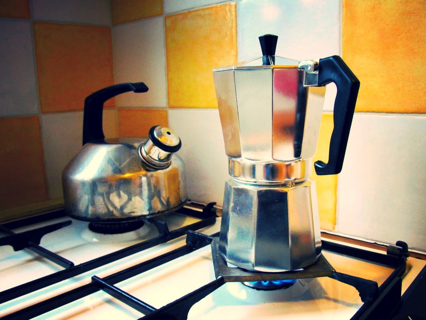 Moka pot on the stove